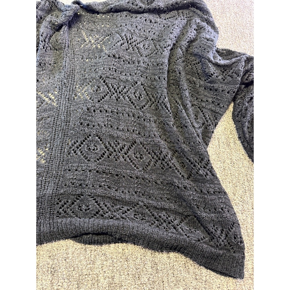 Becool Crochet Knit Cardigan Sweater Womens M/L Black Open Front Relaxed Fit - Picture 13 of 16